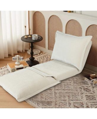  Convertible Flip Chair: Floor SofaBed with Adjustable Backrest andPillows-Beige