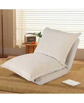  Convertible Flip Chair: Floor SofaBed with Adjustable Backrest andPillows-Beige