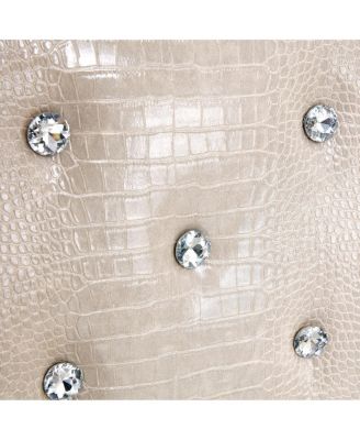  Set of 4 Retro Alligator Upholstered Dining Chairs with Crystal Buckle & Faux Leather