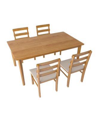  Solid wood dining set: 5 pieces, 1 table + 4 chairs