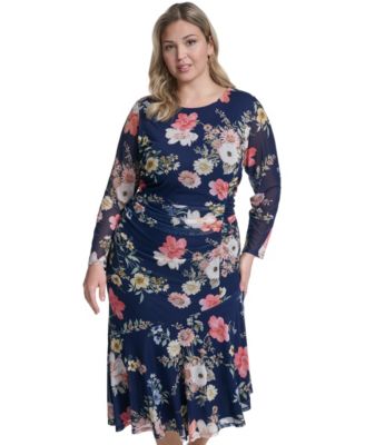 Plus Size Printed Crewneck Dress