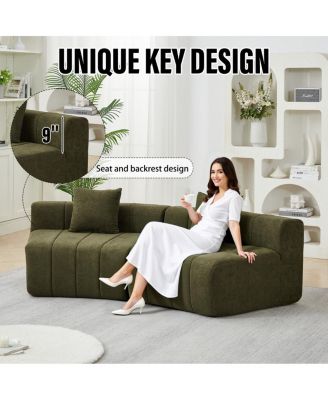 Chenille Curved Sectional Sofa with 2 Pillows, Semi-Circular Modular Design