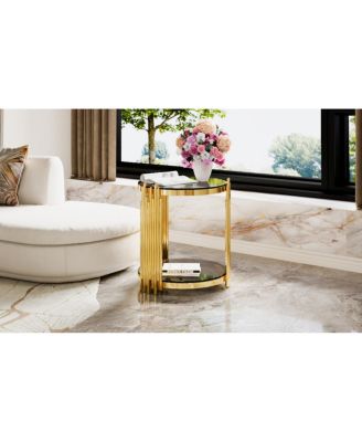 Modern End Table with Gold Finish