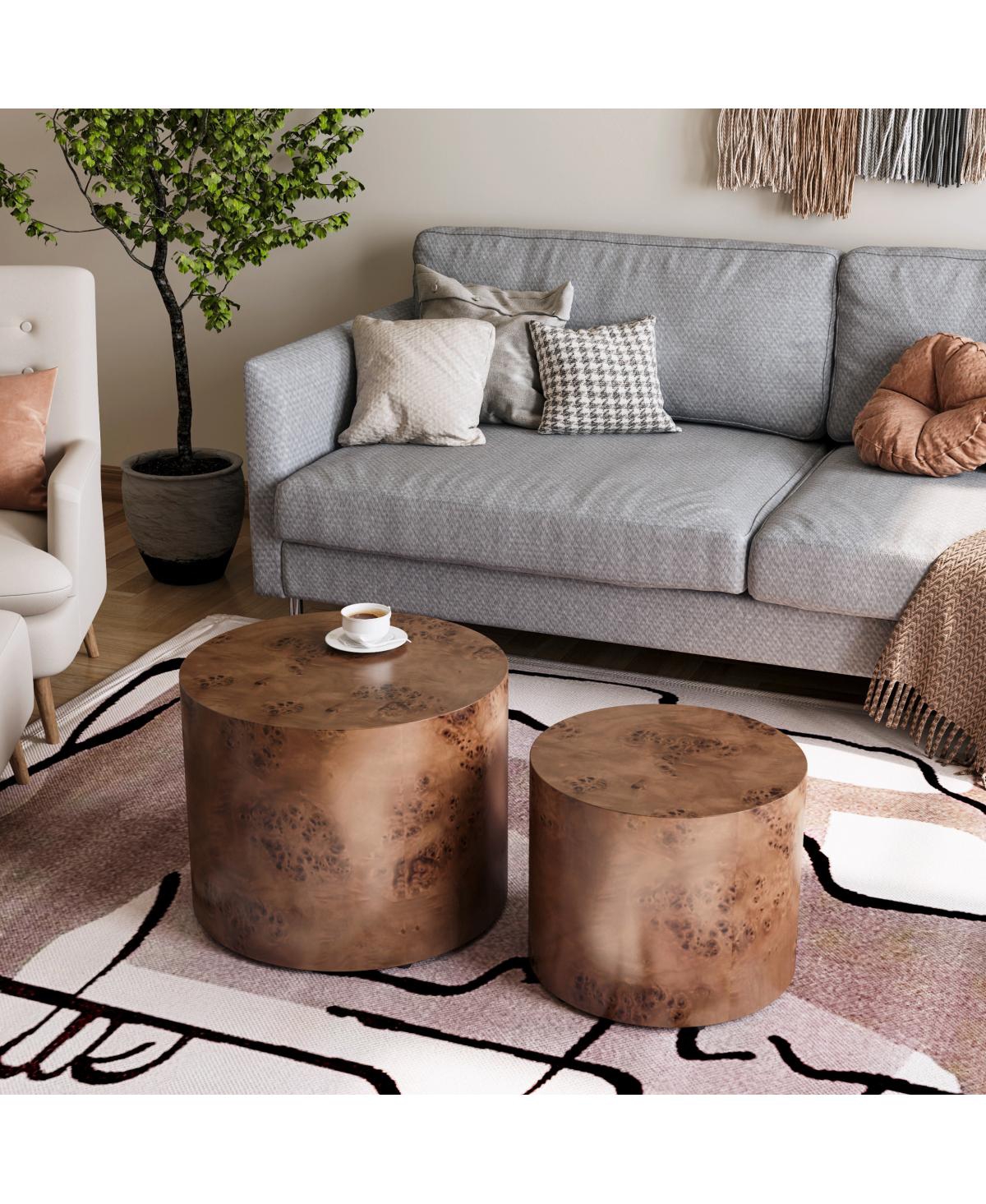 Streamdale Furniture Nesting Coffee Table Set of 2, Modern Round Wooden Accent Tables