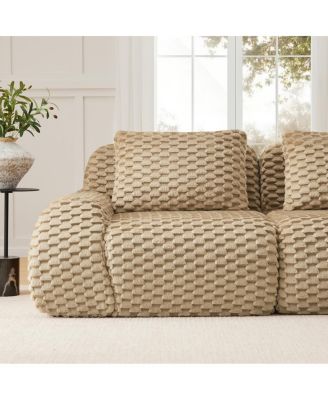 82" Modern Modular Flannelette Sectional Sofa, Oversized 2-Seater Couch, Light Camel