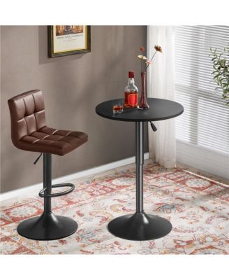 1Pc Adjustable MDF and Metal 360° Swivel Round Pub Table