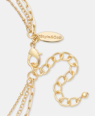 Stone Inlay Layered Pendant Necklace, 17" + 3" extender