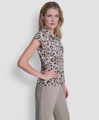 Petite Knit Button Down Camp Shirt