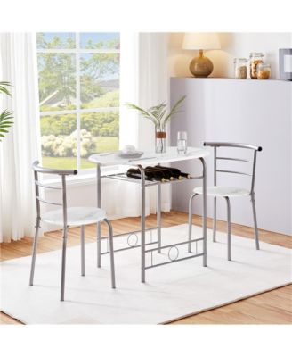 3-Piece Set, Metal Frame, Compact Dining Table with 2 Chairs