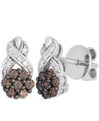 Chocolate Diamond (0.43 ct. t.w.) & Vanilla Diamond (0.08 ct. t.w.) Earrings in 14k Vanilla Gold