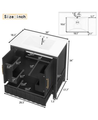 30 in. Bathroom Vanity with Sink, Multi-functional Bathroom Cabinet with Doors, Storage Shelves and Drawers