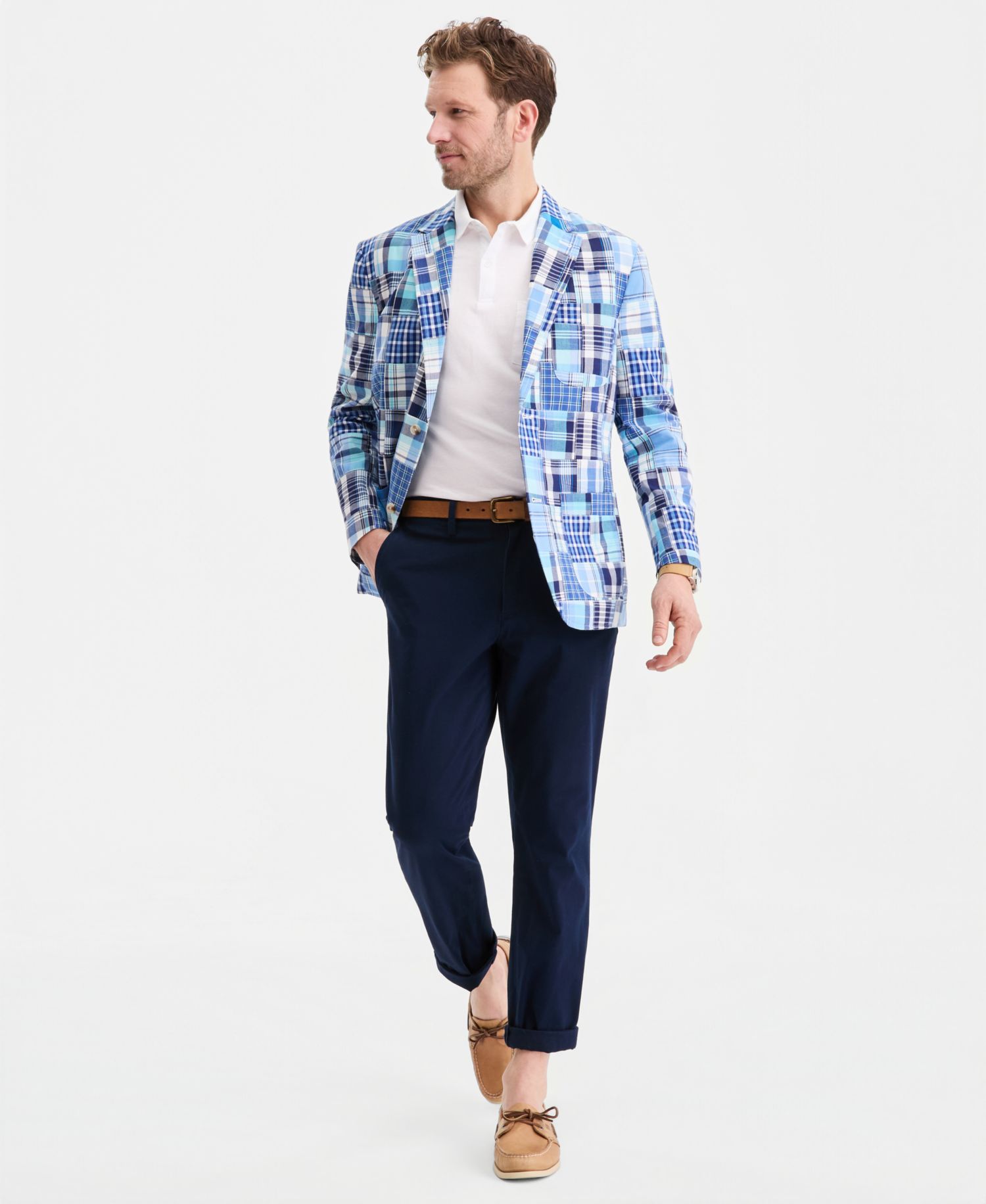 Men's Patchwork Madras Regular-Fit Blazer