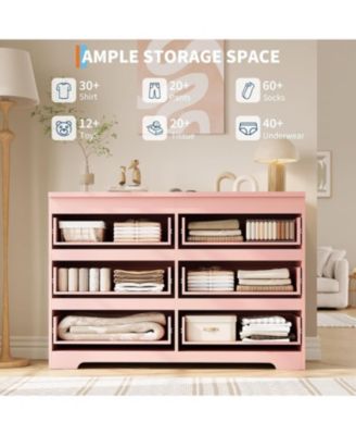6-Drawer Dresser, Simply Modern Wooden Chest of Drawers for Bedroom Storage