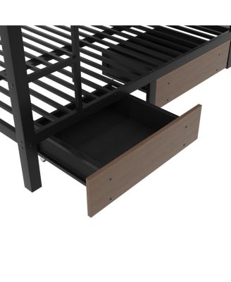Full Size Metal Bunk Bed with Storage, LED, and USB