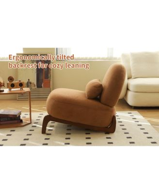 Cute Velvet Accent Chair with Solid Wood Legs