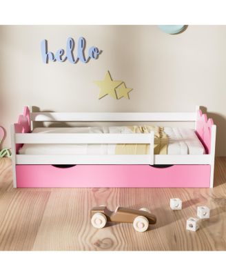 Kids Wood Twin Bed with Drawer
