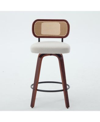 Set of 3, 26" Counter Height Bar Stools - Cane Rattan, Swivel