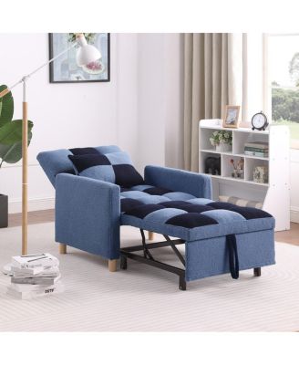 Convertible Sleeper Sofa Chair Bed with Pillow, Teddy Fabric