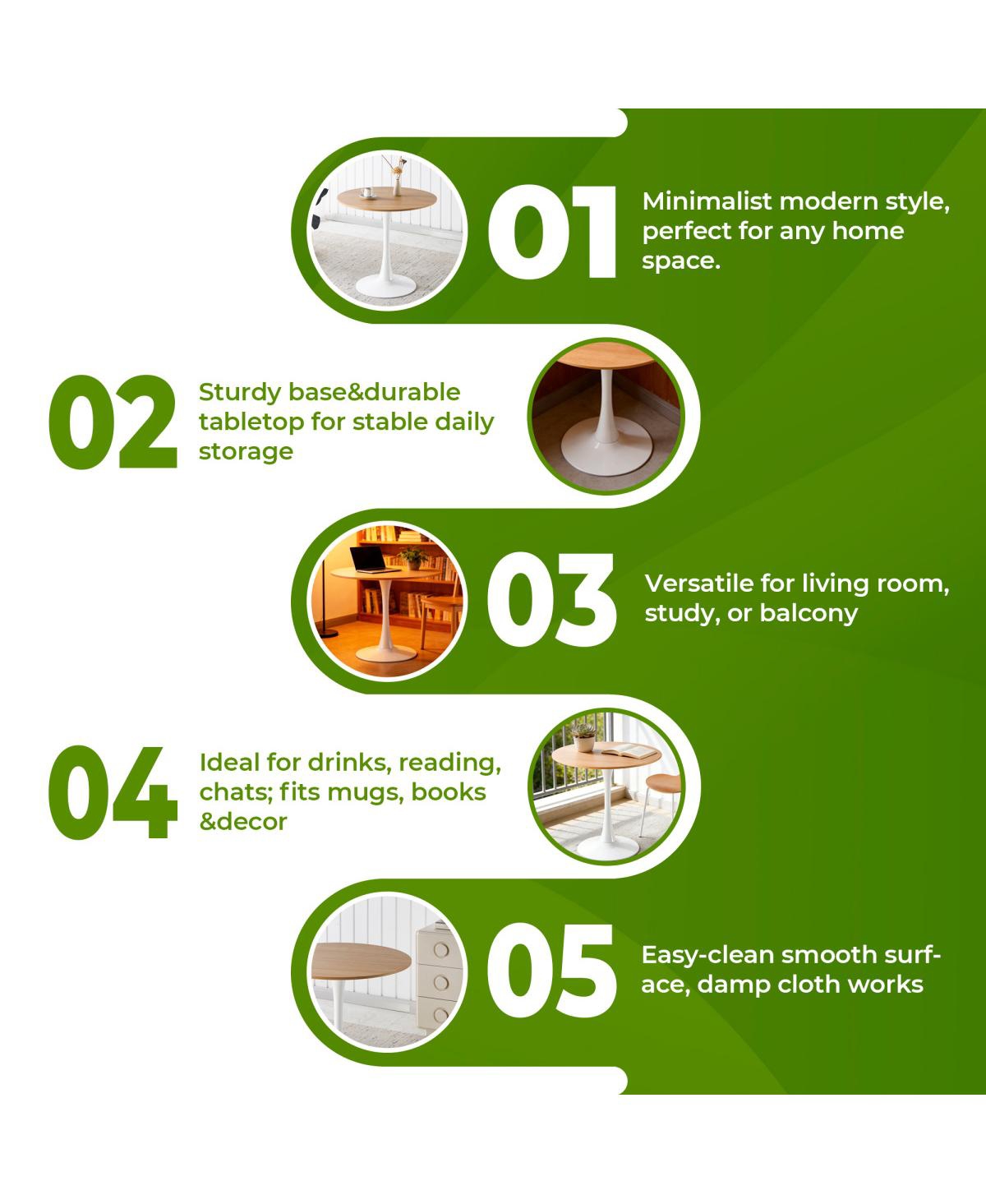 Streamdale Furniture 31.5" Oak Tulip Dining Table (Seats 2-4)