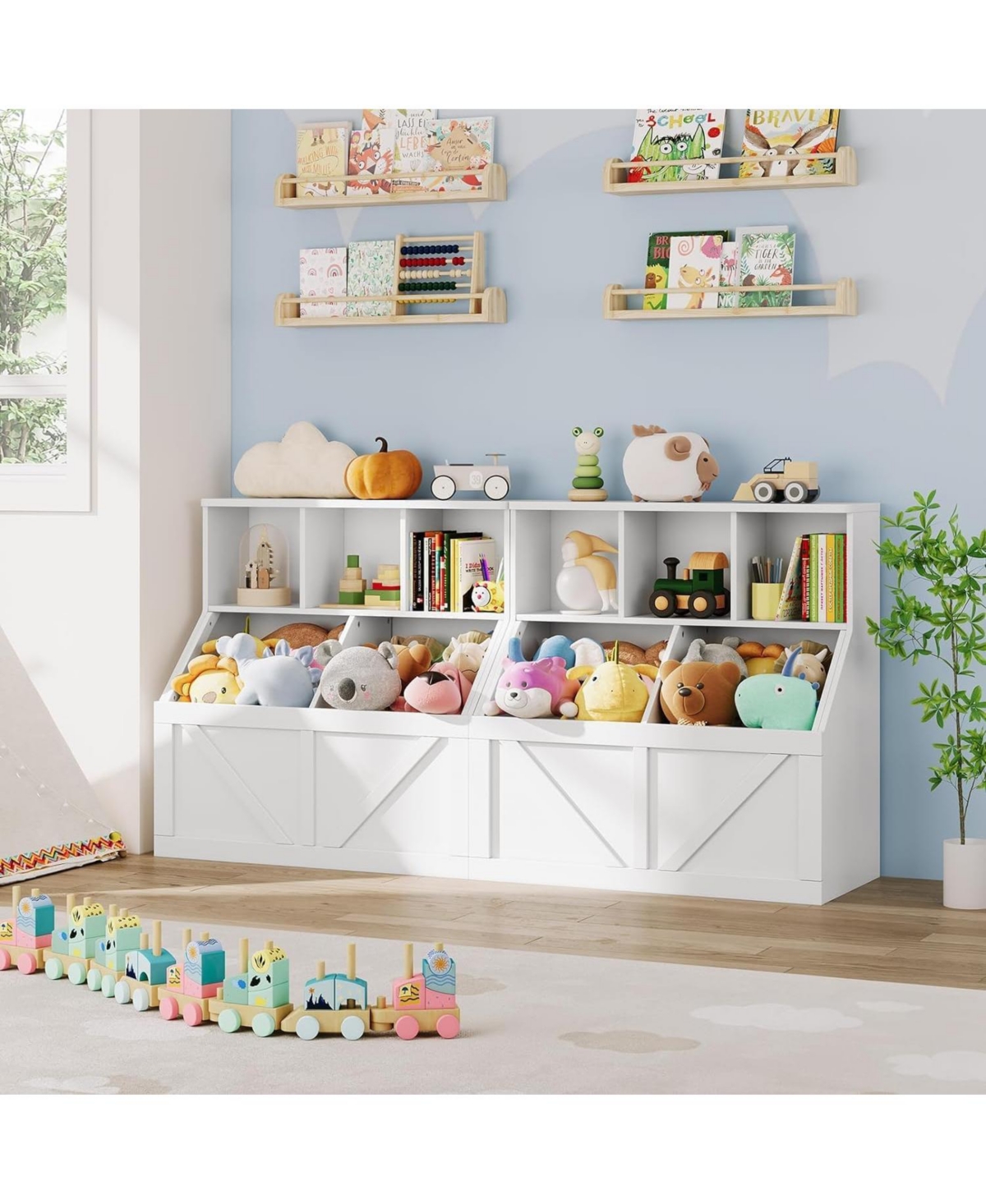 gaomon Toy Storage Organizer and Kids Bookshelf, Toddler Toy Storage Cabinet
