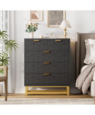 5 Drawer Dresser for Bedroom, Modern Storage Chest with Metal Base, Organizer Cabinet for Living Room