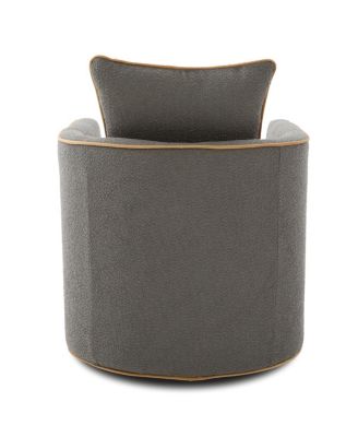 Swivel Accent Chair, Upholstered Club Barrel Sofa for Living Room, Light Gray