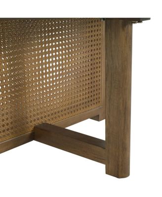 32" Rattan Coffee Table, Round Rattan Woven Wood Coffee Table