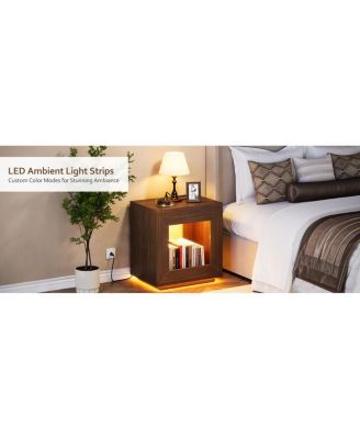 Rustic Wood End Table with Storage Shelf