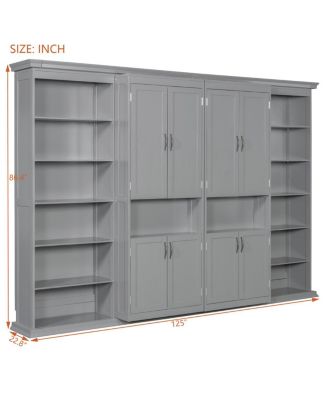 Full-size Murphy Bed with Dual Sliding Storage Shelves