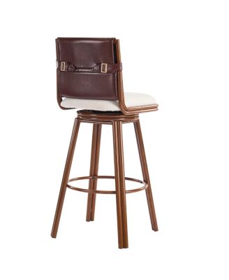 Streamdale Industrial Faux Leather Swivel Bar Stool with Padded Seat