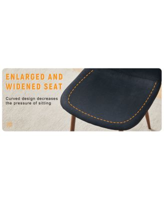 Luxury Simple Chair - Set of 4 Black Linen-Cotton Dining Chairs with Metal Walnut Legs.