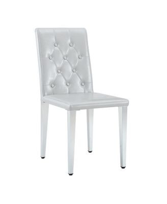 Streamdale PU Dining Chair with Ergonomic Buckle Backrest and Adjustable Feet