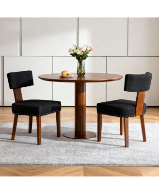 Streamdale Mid-Century Modern Dining Chairs Set of 2, Black Linen Upholstered