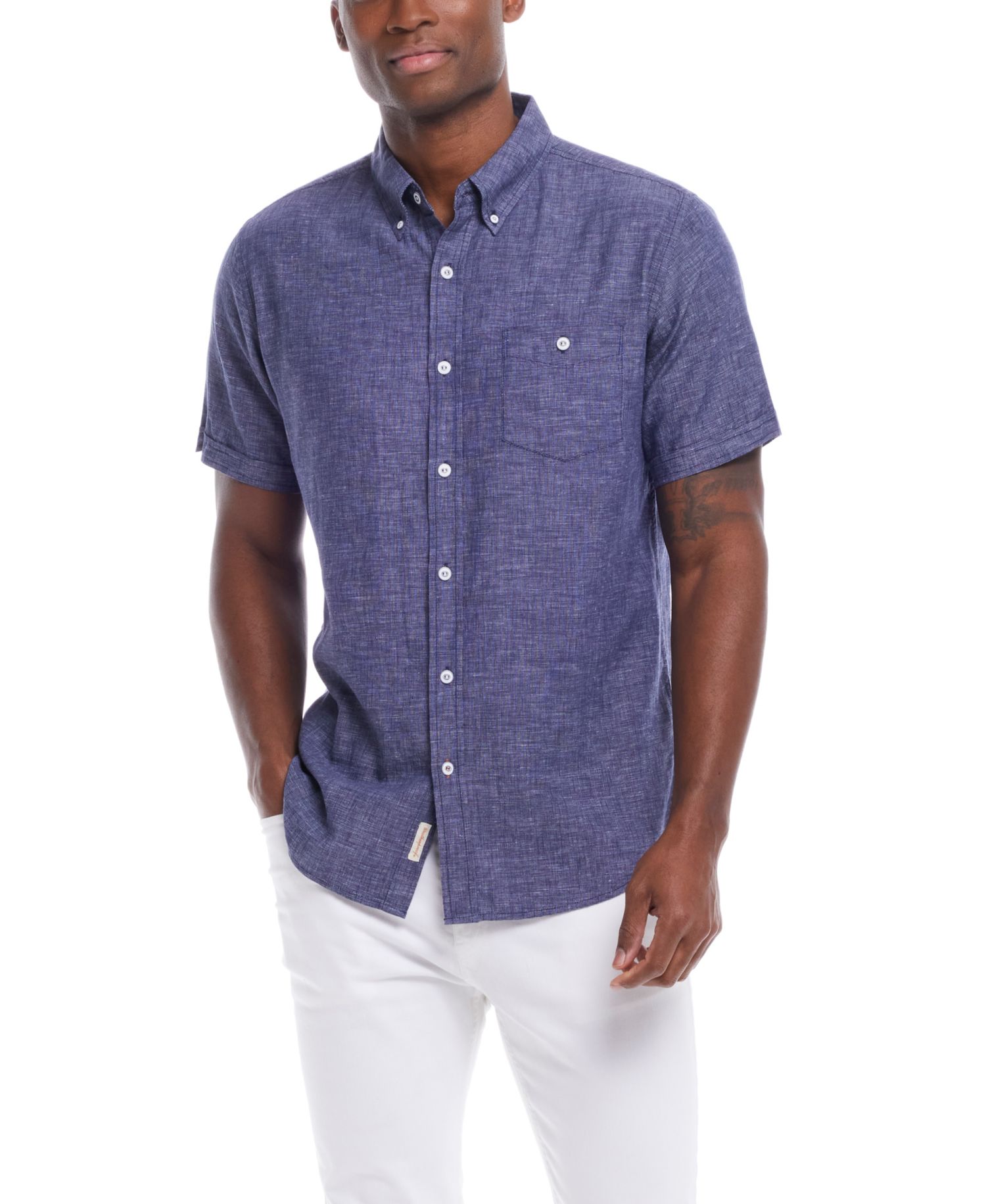 Men's Solid Short-Sleeve Button-Down Shirt