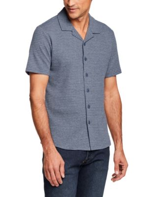 Men's Short-Sleeve Variegated Microstripe Coatfront Knit Shirt