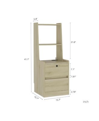 Streamdale  Furniture Smart Nightstand with Charging Station, Light, Bookshelf & Storage