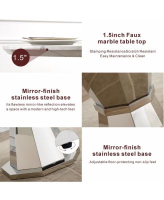 Round Marble Dining Table with Stainless Steel Base