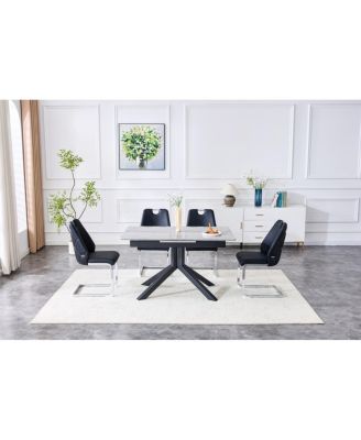 Extendable Dining Table: Modern MDF & Metal, Easy Assembly
