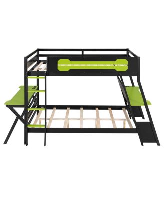 Bunk Bed with Two Gaming Desks & USB Ports