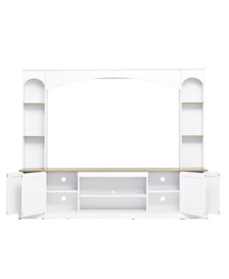 Streamdale Elegant Arched Entertainment Center with Bookshelf & Farmhouse TV Stand