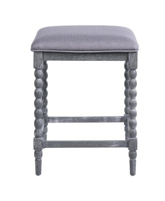 26" Upholstered Acacia Wood Counter Stools