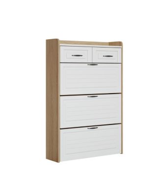 + Oak 3-Door 2-Drawer Shoe Cabinet with Large Storage