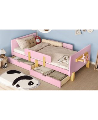 Platform Bed with Storage, Shelf, Hooks, No Box Spring Needed