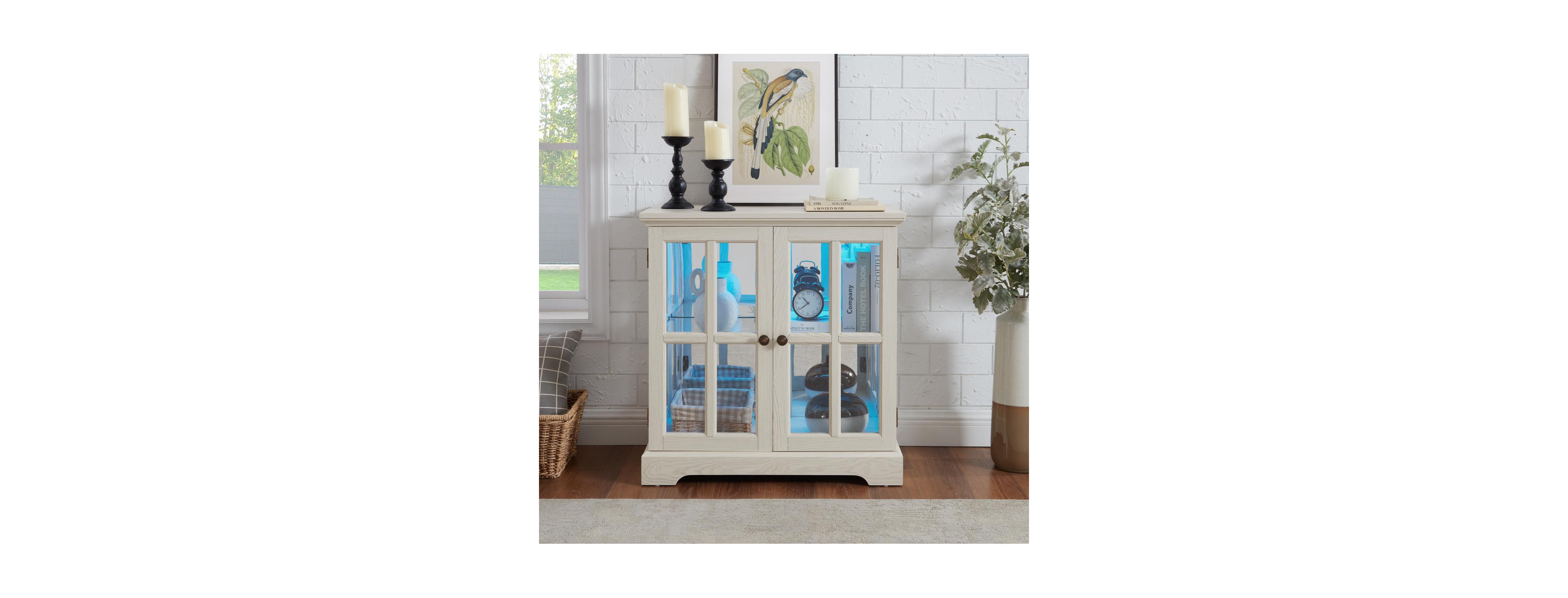 Streamdale Led Curio Display Cabinet with Adjustable Shelves and Lattice Doors