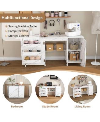 Streamdale Foldable Sewing Machine Table with Storage