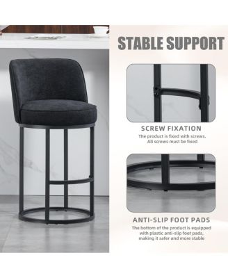 Counter Height Bar Stools Set of 2, Modern Barrel Counter Stools with Backrest