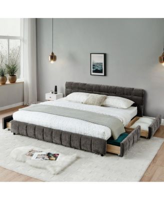  California King Upholstered Bed with Storage Drawer
