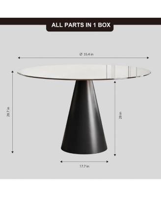 Streamdale 35" Round Glass Dining Table with Carbon Steel Legs