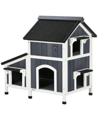Gray Outdoor Cat House with Multiple Entrances