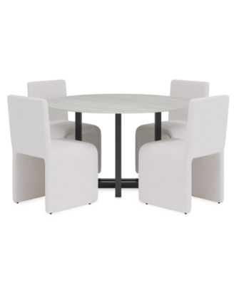 Emila 5-Pc. Dining Set (Round Table & 4 Upholstered Chairs)